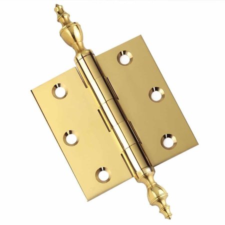 EMBASSY 3 x 3 Solid Brass Hinge, Polished Brass Finish with Urn Tips 3030US3U-1